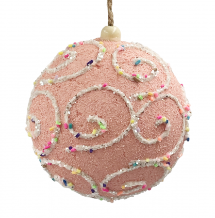 Colectia CANDY LAND - Glob de Craciun SWEETY, Roz, 10cm