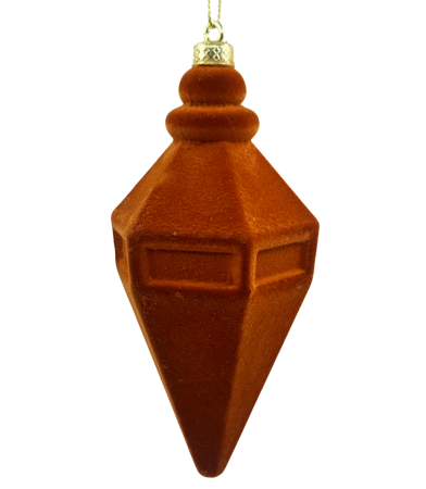 GLOBURI & FLORI DE BRAD - Glob de Crăciun catifelat aramiu – formă geometrica