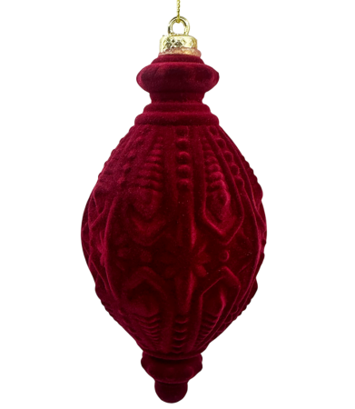 GLOBURI & FLORI DE BRAD - Glob de Crăciun catifelat burgundy – formă alungita