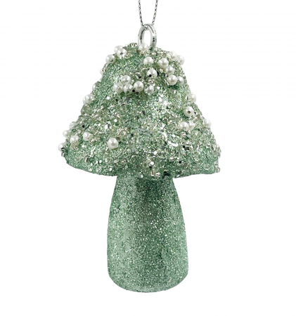 Colectia Verde & Menta & Paun - Glob de Craciun Ciuperca JOY, Verde menta, 10cm