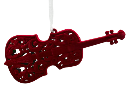 GLOBURI & FLORI DE BRAD - Decoratiune Craciun - Vioara GLAM, Burgundy, 7x18cm