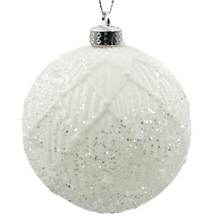 Colectia Alb & Argintiu - Glob de Craciun DIAMONDS, Alb, 8cm