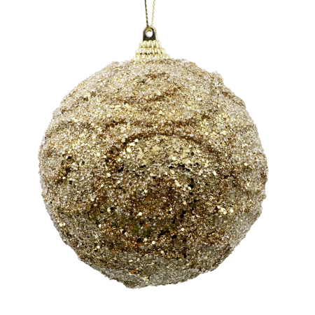 GLOBURI & FLORI DE BRAD - Glob de Craciun cu aspect nins DUSTY, Auriu, 10cm