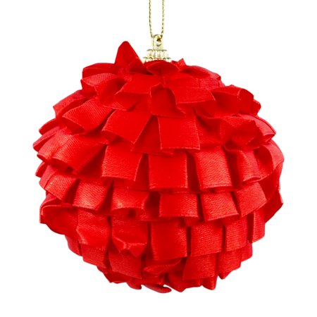 GLOBURI & FLORI DE BRAD - Glob de Craciun cu rochita TRENDY, Rosu, 10cm