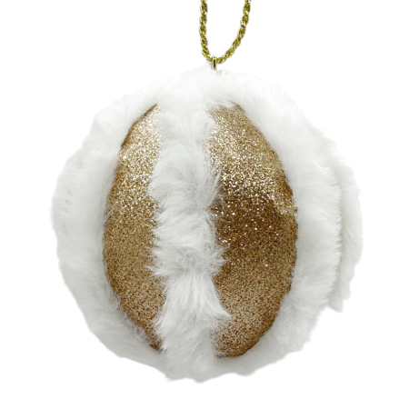 GLOBURI & FLORI DE BRAD - Glob de Craciun cu blanita PUFFY, Auriu, 10cm