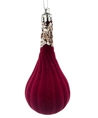 GLOBURI & FLORI DE BRAD - Glob de Craciun Fus cu paiete GLAM, Burgundy, 5x12cm
