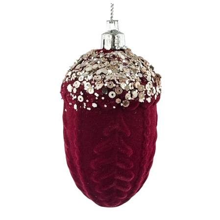GLOBURI & FLORI DE BRAD - Glob de Craciun Ghinda GLAM, Burgundy, 8cm