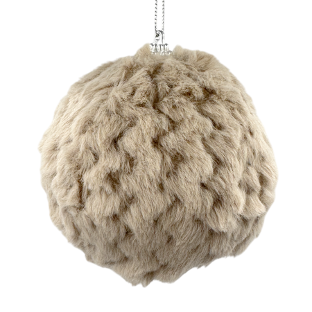 GLOBURI & FLORI DE BRAD - Glob de Craciun cu blanita FLUFFY, Bej taupe, 10cm
