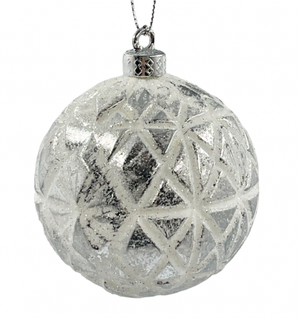 Globuri De Brad - Glob de Craciun DIAMOND, Alb/ Argintiu, 8cm