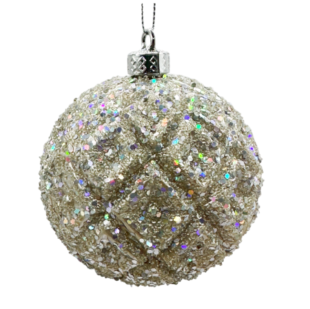 GLOBURI & FLORI DE BRAD - Glob de Craciun DIAMOND, Sampanie, 8cm