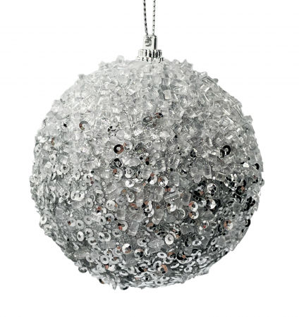 Colectia Alb & Argintiu - Glob de Craciun FROZEN, Argintiu, 8cm