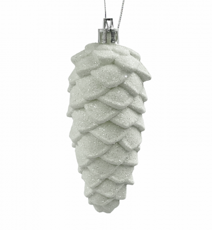 Colectia Alb & Argintiu - Glob de Craciun Con JOY, Alb ivoire, 10cm