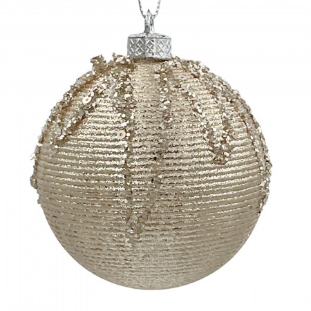 Colectia Sampanie & Crem & Ivoire - Glob de Craciun GLAM, Sampanie, 8cm