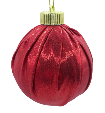 Colectia Clasic - Glob de Crăciun roșu lucios – model texturat elegant