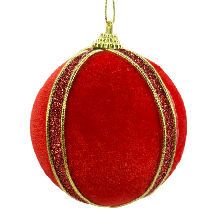 Glob de Crăciun roșu catifelat cu dungi aurii - decor elegant și strălucitor [1]