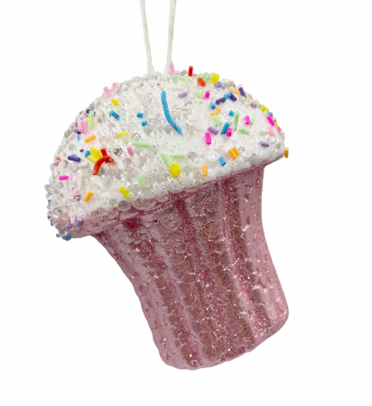 Ornament Craciun briosa MUFFIN, Roz, 12cm [1]