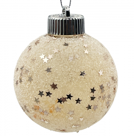 Colectia Sampanie & Crem & Ivoire - Glob de Craciun STARS, Sampanie auriu, 8cm