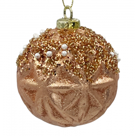 Colectia Sampanie & Crem & Ivoire - Glob de Craciun PEARL, Aramiu, 8cm