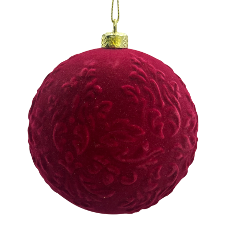 GLOBURI & FLORI DE BRAD - Glob de Craciun ROYAL, Burgundy, 10cm
