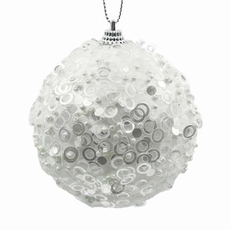 Glob de Craciun SHINNY, Alb, 8cm [1]