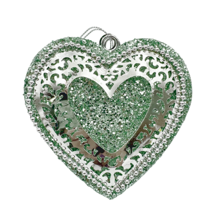 Glob de Craciun inima Joy 10cm, Verde menta [1]