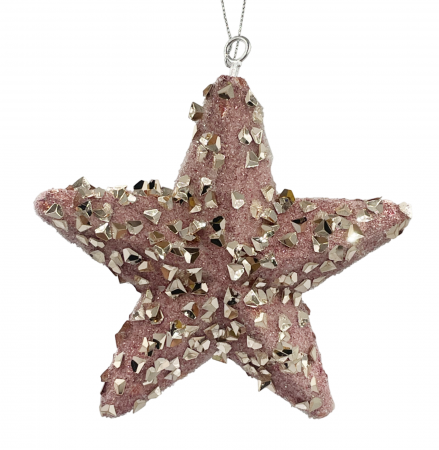 CRACIUN MAGIC - Glob de Craciun Stea BEAUTY, Roz prafuit, 14cm