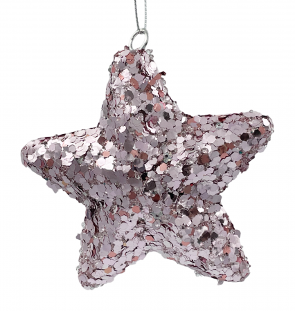 Colectia Roz & Mov - Glob de Craciun Stea GLAM, Roz prafuit, 12cm