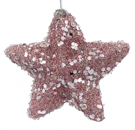 Colectia Roz & Mov - Glob de Craciun Stea BRIGHT, Roz prafuit, 12cm