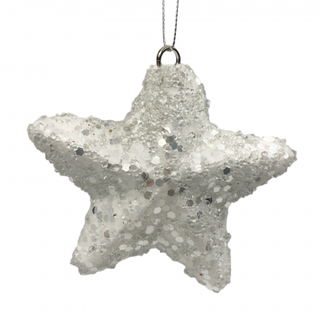 Glob de Craciun Stea GLAM, Alb, 12cm [1]