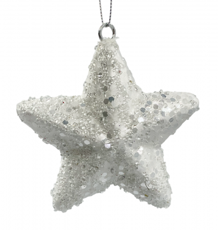 Globuri De Brad - Glob de Craciun Stea GLAM, Alb, 12cm