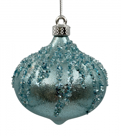 Colectia Albastru & Bleu & Turcoaz - Glob de Craciun TEARS, Bleu turcoaz, 8cm