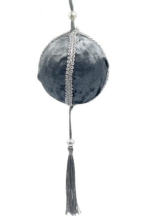 Colectia Alb & Argintiu - Glob de Craciun VELVET, Gri argintiu, 8cm