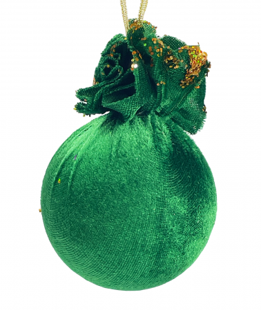 Colectia Verde & Menta & Paun - Glob de Craciun VELVET, Verde, 8cm
