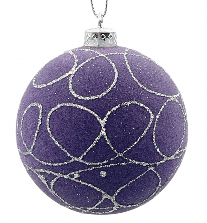 Colectia Roz & Mov - Glob de Craciun VELVET, Mov, 8cm