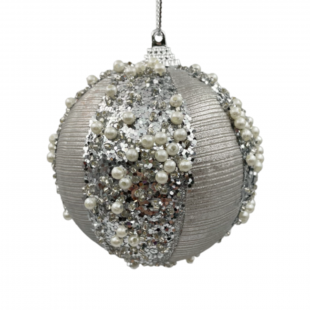 Glob de Craciun PEARL, Argintiu, 8cm [1]
