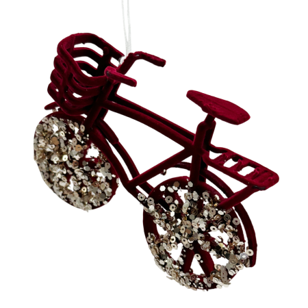 Glob de Craciun Bicicleta cu paiete GLAM, Burgundy, 12x9cm [1]