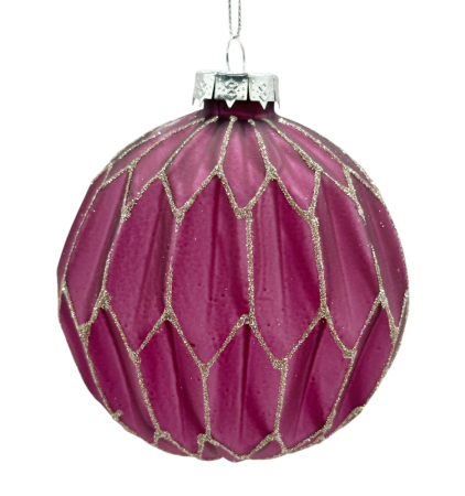 Colectia Glamour - Globuri Din Sticla - Glob din sticla mov cu insertii sclipici LUXE EUGENE – eleganță și rafinament