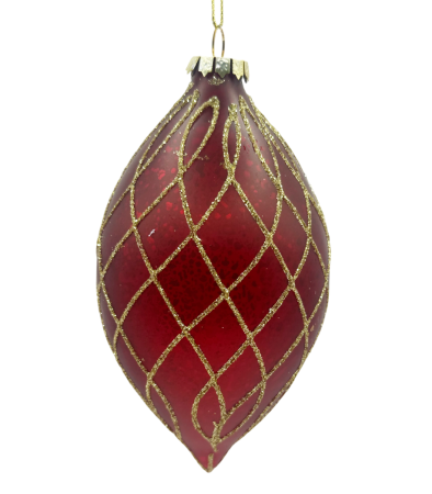 Colectia Rosu & Burgundy - Glob din sticla bordo cu romburi si sclipici LUXE DIAMOND