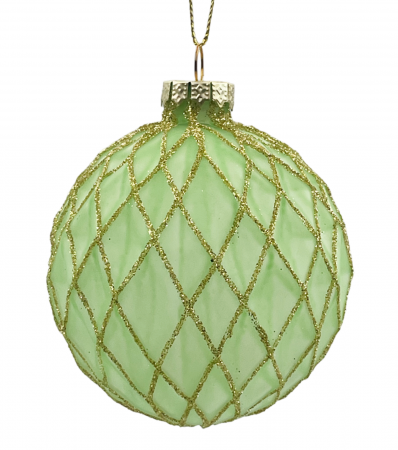 CRACIUN MAGIC - Glob din sticla LUXE DIAMOND, Verde menta, 8cm