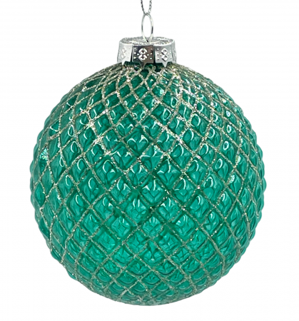 Globuri De Brad - Glob din sticla LUXE DIAMOND, Verde smarald, 10cm
