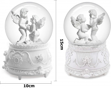 Glob muzical cu ingeri SERENITY, Alb, 10x15cm [2]