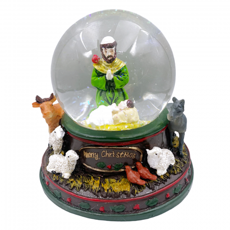 DECORATIUNI MUZICALE - Glob zapada muzical cu lumini NATIVITY, 13x15cm