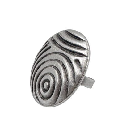 Inel din zamac DIKKA cu design circular texturat, Reglabil [1]