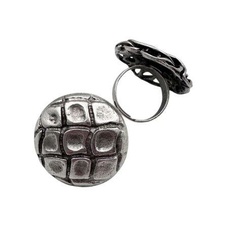 Cercei & Bratari & Inele - Inel din zamac ROMA cu design geometric tip mozaic - Accesoriu vintage