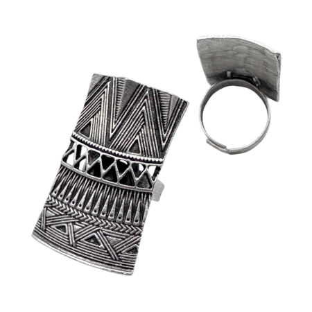 Cercei & Bratari & Inele - Inel din zamac SONYA cu motive geometrice - Accesoriu vintage