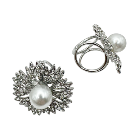 Inel pentru esarfa PEARL, Argintiu, 4cm [1]