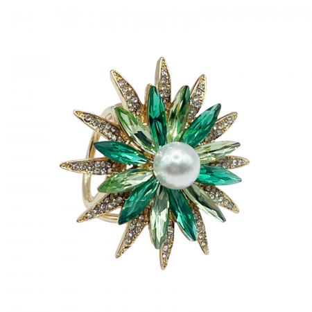 Inel pentru esarfa GRACE, Auriu/ Verde, 4cm [1]