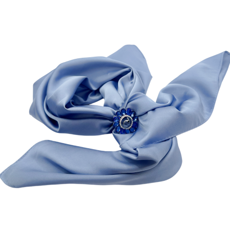 Inel pentru Eșarfă cu Cristale Albastre – Accesoriu Elegant Argintiu [1]