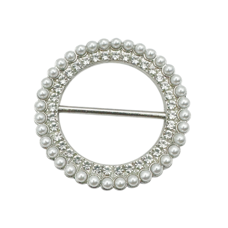 Brose & Pandantive - Inel pentru esarfa sau camasa SOPHIE, Argintiu, 4cm