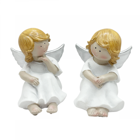 Figurine & Statuete - Set 2 Ingeri decorativi ELISE, Alb, 7cm